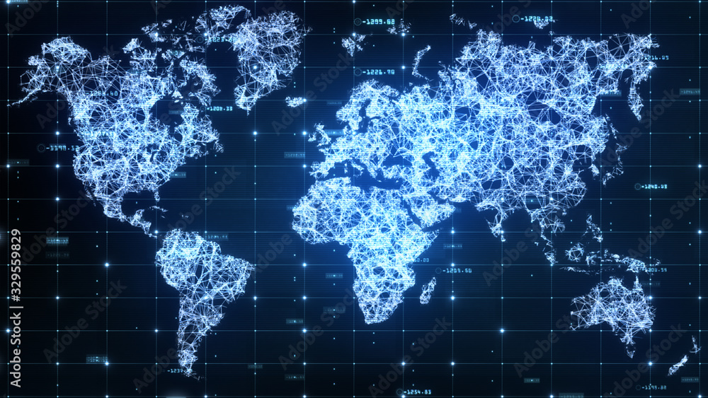 Poster technology network data and social media icons connection, digital network and cyber security backgr