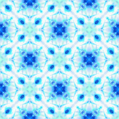 Ethnic Surface Medallion. Blue, Cyan, Indigo Bed 