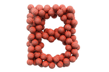 Letter B from basketball balls, 3D rendering