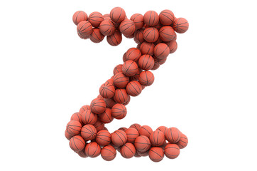 Letter Z from basketball balls, 3D rendering