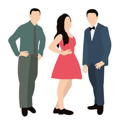 flat style, people stand, crowd