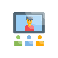 Online Conference Flat Icon vector illustration