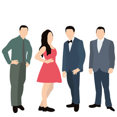 isolated, in a flat style, people stand, crowd