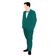 flat style, a man is standing