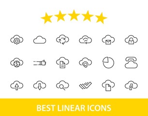 Obraz premium Set of Cloud Vector Line Icon. It contains Symbols to Upload, Download, Link and more. Editable Stroke. 32x32 pixels