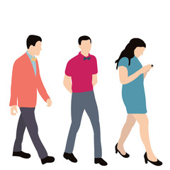vector, isolated, man in flat style, people are walking