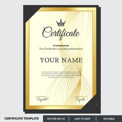 Naklejka na ściany i meble Modern certificate template of appreciation award. Creative certificate design in professional style. Diploma design graduation, award, success. Editable text in vector illustration.