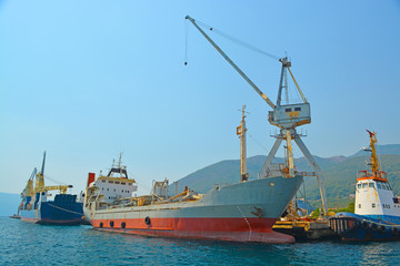 ship moored for repair at the docks