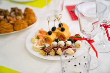 snacks on the festive table for the event