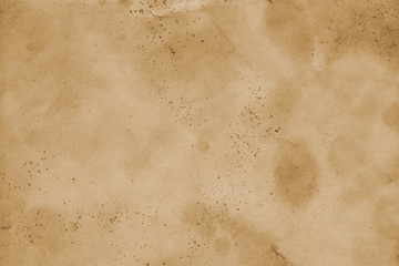 Coffee Grunge Paper Texture on the white isolated background. Vintage aged look.