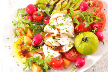 tomato salad with mozzarella and sauce