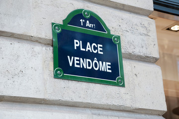 Place Vendome, heath of jewelry and historical luxury shops and hotels, in Paris, France