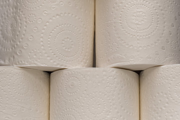 Toilet paper roll background. Shortage of toilet paper concept