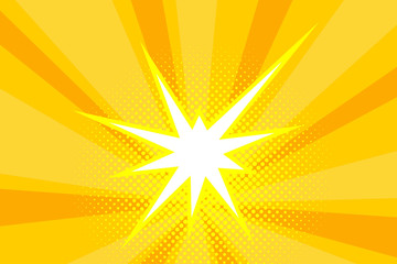 Comic yellow sunbeam background retro pop art style cartoon