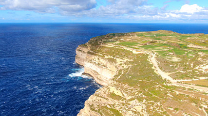 Fototapeta na wymiar Wonderful coast line of Gozo Malta from above - aerial photography
