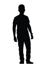 Young man silhouette vector, people