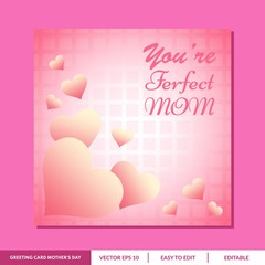 Fototapeta na wymiar Mother's day greeting card design with flowers and love background vector. Creative mothers day card vector illustration for social media post, blog post, and direct sending to your mother.