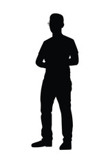 Young man silhouette vector, people