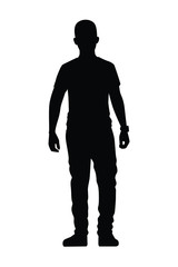Young man silhouette vector, people