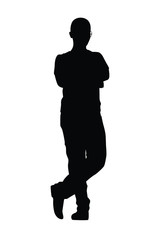 Young man silhouette vector, people