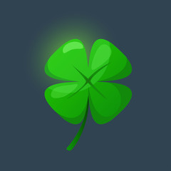 Four leaf clover, green lucky four leaf Irish clover. Lucky four leaf clover for the game interface.