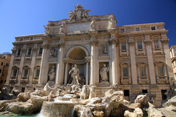 Fototapeta na wymiar Fontana di Trevi, Trevi Fountain, fountain in the Trevi district in Rome, Italy