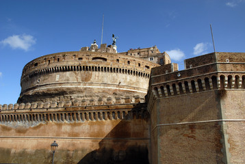 Fototapeta na wymiar Castel Sant'Angelo, Castle of the Holy Angel building in Parco Adriano, Rome, Italy
