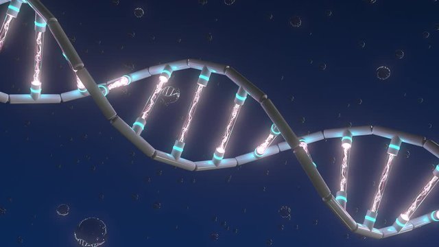 Artificial digital DNA helix model, artistic looping 3D animation
