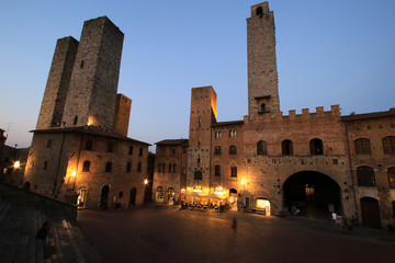 The central Duomo Square of San Gimignano, Tuscany, Italy