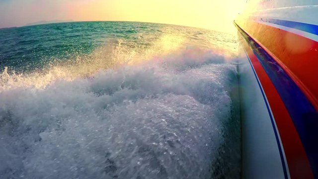 speed boat running through sea water