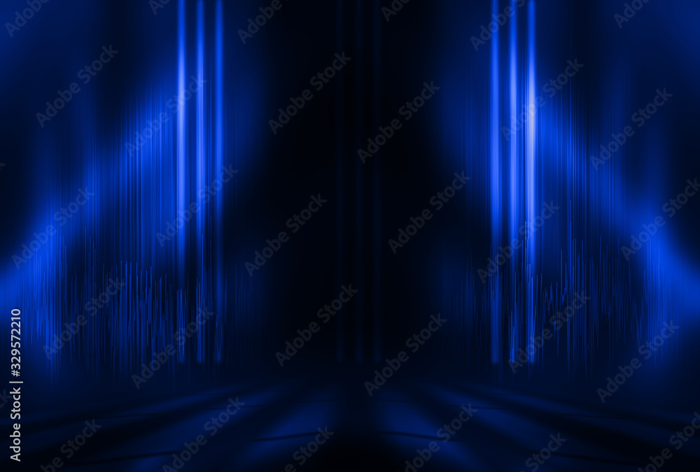 Poster background empty show scene. ultraviolet dark abstract background. geometric neon shapes, neon glow,
