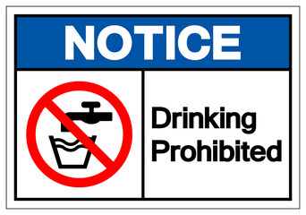 Notice Drinking Prohibited Symbol Sign, Vector Illustration, Isolate On White Background Label .EPS10