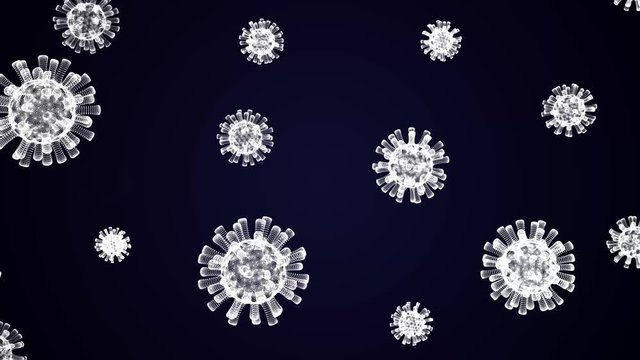 Virus (Coronavirus Covid-19) and heartbeat cardio ekg pule - 3d animation 4K