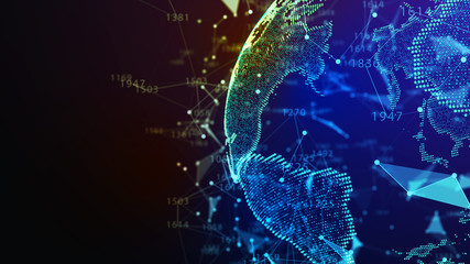 Earth Globe. Background with Light Effect. Global International Connectivity Background. 3D illustration.