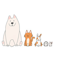 Animal set , Dog , Cat , Rabbit, Mouse , Dwarf porcupine , Illustration Cartoon.