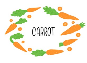 Carrot vector illustration isolated set. Concept of healthy food, vegetable for background, icon design. Carrot have abstract, simple cartoon, hand drawn style.
