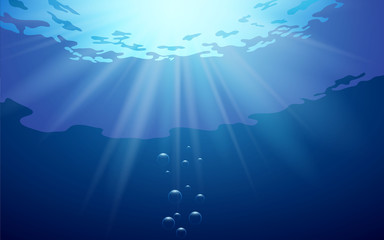 beautiful sunlight at under water in the ocean