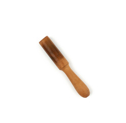 wooden clapper for singing bowls isolated on white background