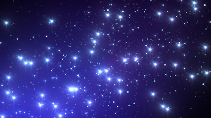 illumination neon space star particle flash light 3D illustration abstract background