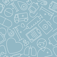 Medicine - Vector background (seamless pattern) of ambulance for graphic design
