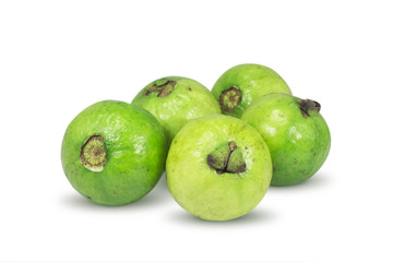 fresh green guava on white background