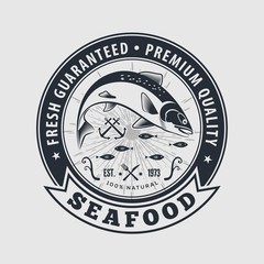 Seafood design concept with salmon fish. Vector illustration