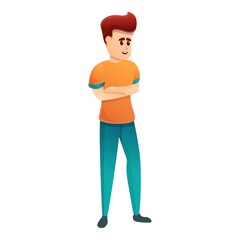 Man thinking to adopt icon. Cartoon of man thinking to adopt vector icon for web design isolated on white background