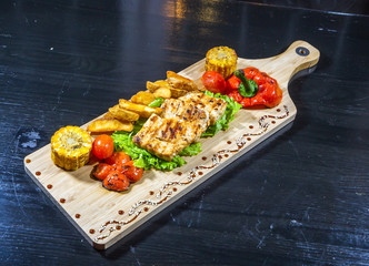 beautifully designed food on a plate Board