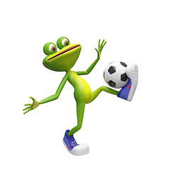 3D Illustration of a Frog with a Soccer Ball