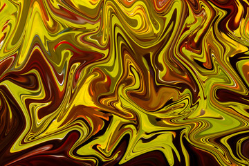 Brown liquid marbling paint swirls background. Fluid painting abstract texture.