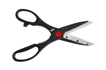 Black scissors. The object is isolated on a white background.