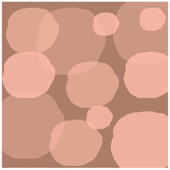 Vector  pattern with hand drawn abstract textured shapes. Semi-transparent circles bokeh effect in warm beige tones. Design of packaging, cosmetics, wall pattern, wallpaper, ceramic tiles.