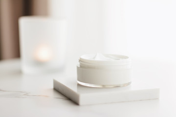 Face cream moisturizer in a jar, luxury skincare cosmetics and anti-aging product for healthy skin...