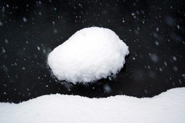 Park scenery on snowy day.